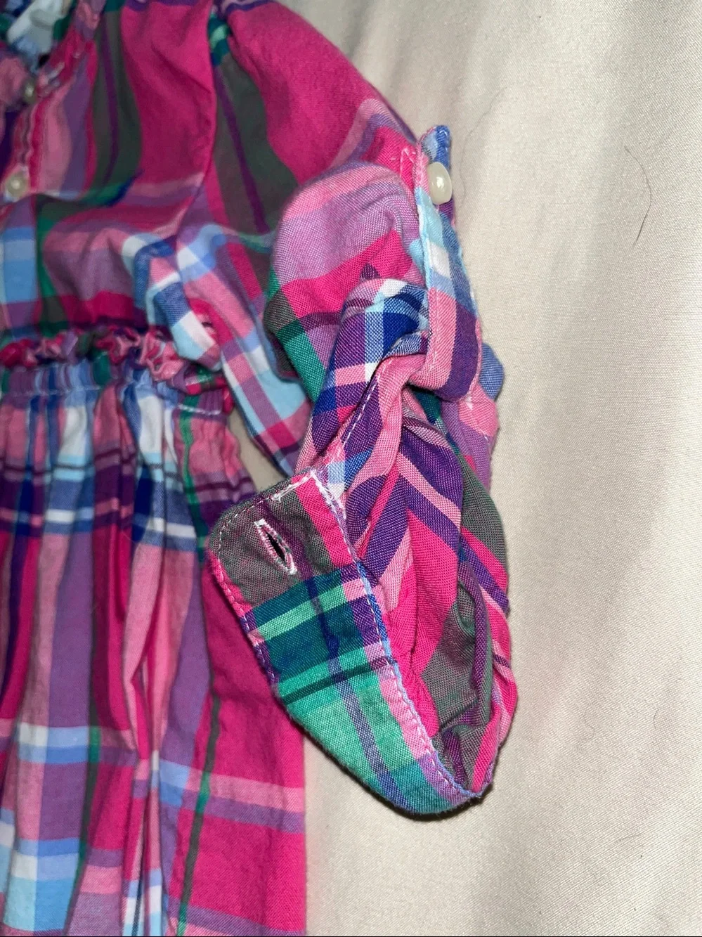 Ralph Lauren Hot Pink Plaid Button-Front Baby Dress 18m